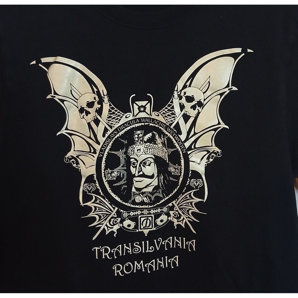 Transylvania Romania Dracula Vlad Impaler Gothic Bat Graphic Tee Womens M - Picture 3 of 3